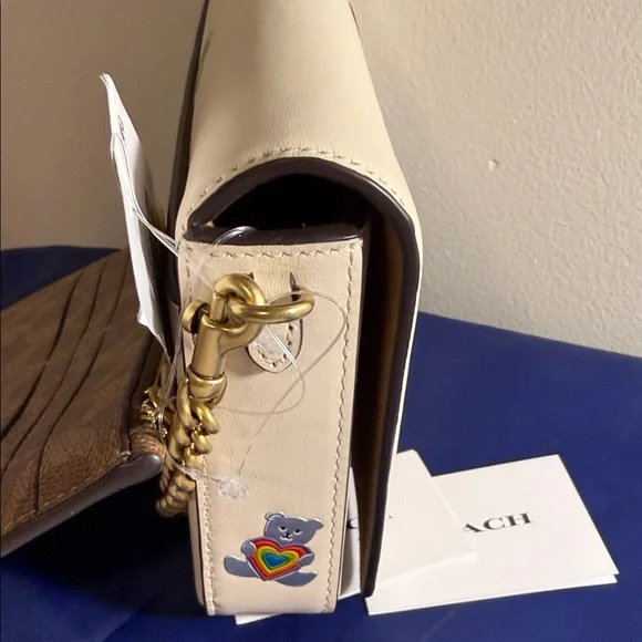 Authentic Coach Cream Crossbody Bag with Colorful Patches - Picture 2 of 16